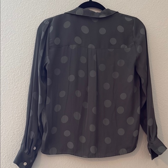 Madewell Olive Green Satin Long Sleeve - Picture 5 of 5